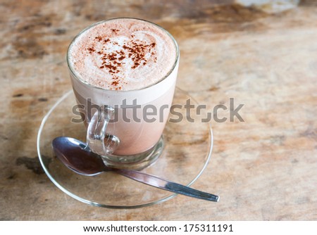hot chocolate in clear cup