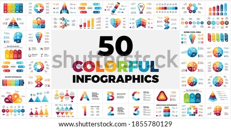50 Colorful Infographic templates for your presentation. Includes tons of multipurpose color info graphic elements. Perfect for any industry from marketing or startup business to medicine and Photo stock © 
