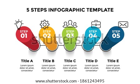 3D Vector Perspective Infographic. Presentation slide template. 5 step options. Chart concept. Colorful creative info graphic design. ストックフォト © 