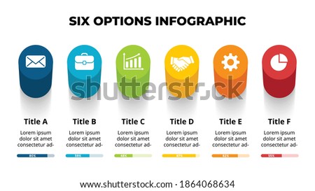 3D Vector Perspective Infographic. Presentation slide template. 6 step options. Chart concept. Colorful creative info graphic design.