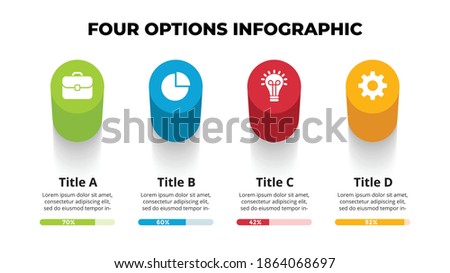 3D Vector Perspective Infographic. Presentation slide template. 4 step options. Chart concept. View from above. 商業照片 © 