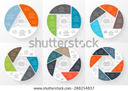 Vector circle infographic. Template for cycle diagram, graph, presentation and round chart. Business concept with 3, 4, 5, 6, 7, 8 options, parts, steps. Linear info graphic. Data visualization.