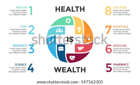 Vector plus sign infographic, medical diagram, healthcare graph, hospital presentation, emergency chart. Medicine doctor logo. Conceptual infgraphics with 8 options, parts, steps, processes.