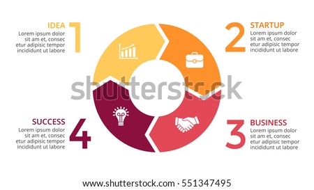 Vector circle arrows infographic, cycle diagram, graph, presentation chart. Business concept with 4 options, parts, steps, processes. 16x9 slide.