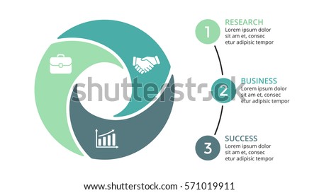Vector circle arrows infographic, cycle diagram, graph, presentation chart. Business concept with 3 options, parts, steps, processes. 16x9 slide template.