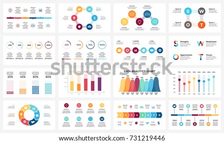 Vector arrows infographic, diagram chart, graph presentation. Business concept with 3, 4, 5, 6, 7, 8 options, parts, steps, process. Timeline infographics data analytics Percentage status SWOT analyze