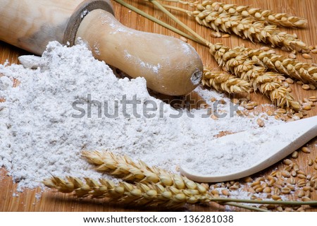 Basic ingredients used for bread.Grain And Cereal Products
