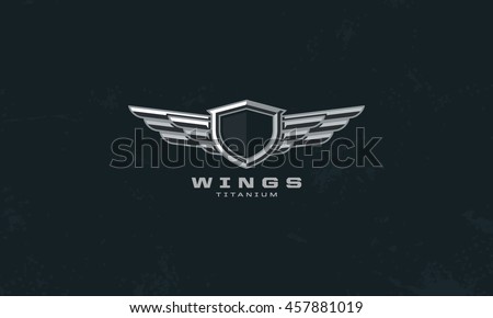 Modern professional metal wings shield template logo design