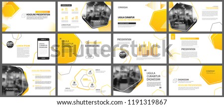Presentation and slide layout background. Design yellow and orange gradient geometric template. Use for business annual report, flyer, marketing, leaflet, advertising, brochure, modern style.