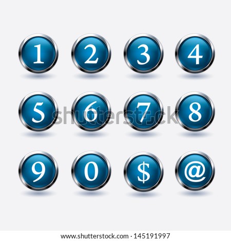 set of buttons with number