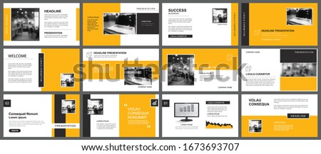 Presentation and slide layout template. Design yellow and orange geometric background. Use for business annual report, flyer, marketing, leaflet, advertising, brochure, modern style.