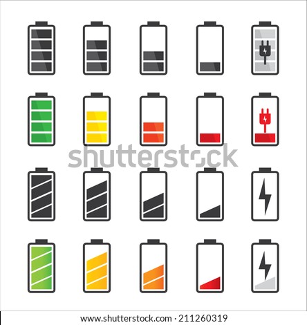 Battery icon set .Set of battery charge level indicators