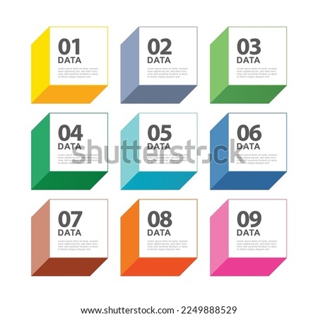 9 data infographics square index template. Vector illustration abstract background.