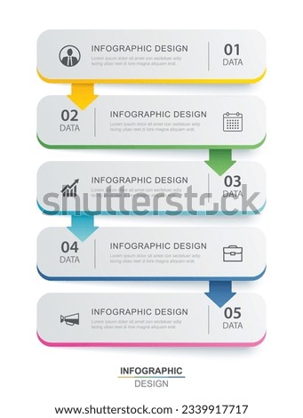 5 data infographics timeline tab paper index template. Vector illustration abstract background.