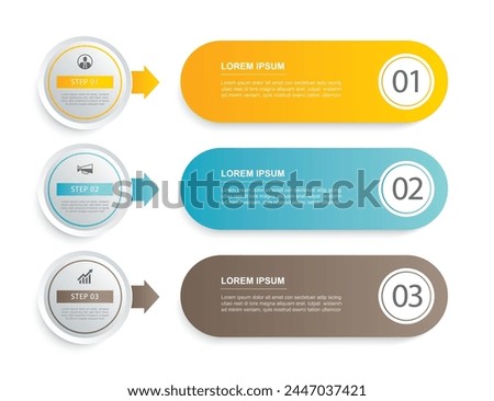 3 data infographics tab paper index template. Illustration business abstract background.