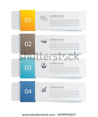 4 data infographics tab paper index template. Illustration abstract background.