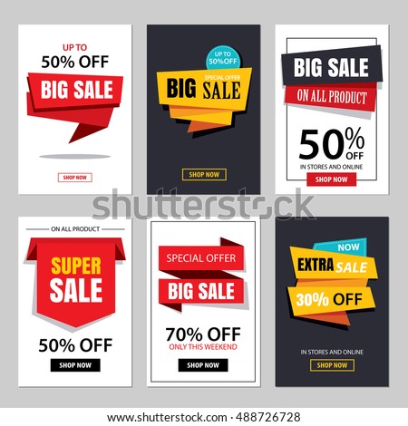 Set of sale website banner templates.Social media banners for online shopping. Vector illustrations for posters, email and newsletter designs, ads, promotional material.