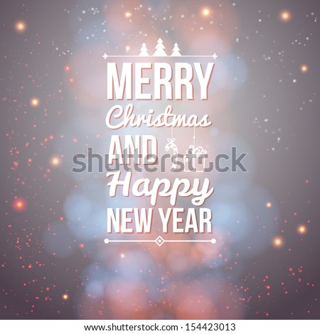 Merry Christmas and Happy new year card. Holiday background and lettering can be easily used together or separately. Vector illustration.