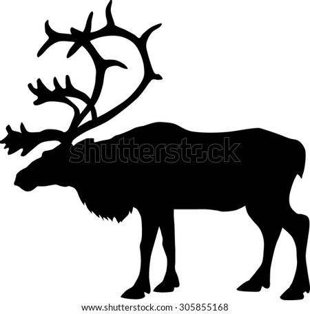 Black silhouette of a deer, like the caribou