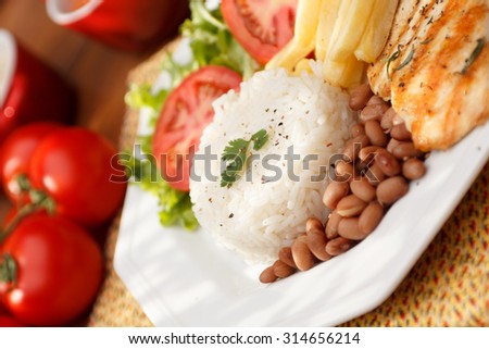 Typical dish of Brazil, rice and beans