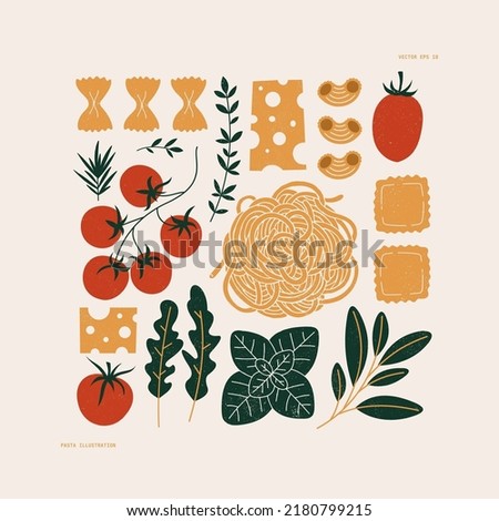 Similar – Image, Stock Photo Composition of pasta and kitchenware on table