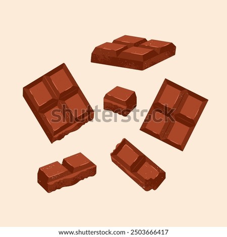 Chocolate bars collection. Retro textured illustration.