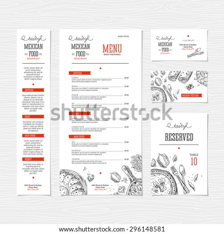 Restaurant menu template. Cafe identity. Vector illustration