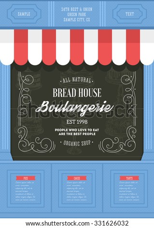 Bakery shop design template. Bread house. Vector illustration