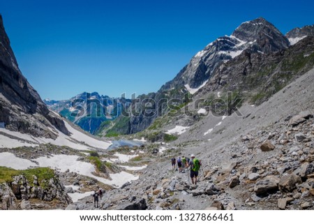 Similar – Foto Bild Wanderung Vanoise National Park: Blick auf Berg in Nebel