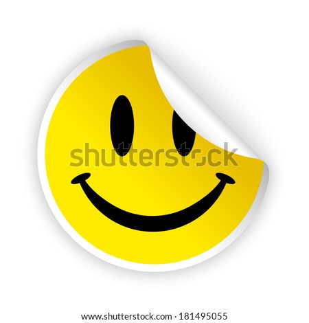 vector white bent sticker with smiling face