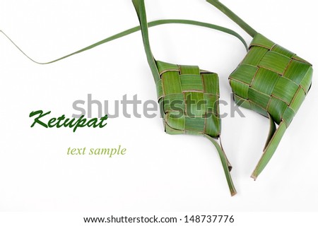 Ketupat is traditional food in Malaysia on white background