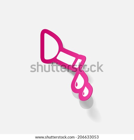 paper sticker: drop of wine from a bottle. Isolated illustration icon