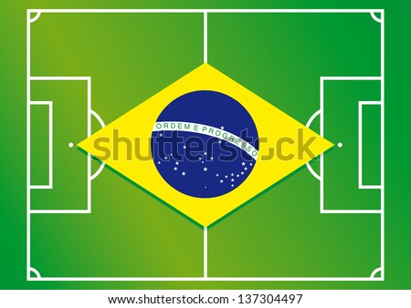 soccer field brazil flag vector illustration