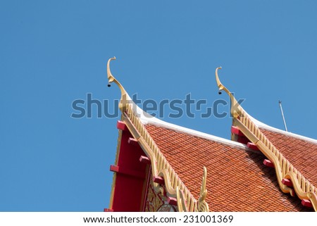Gable apex the roof on blue sky background