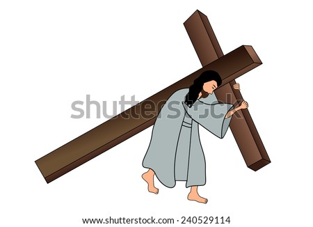 Vector illustration of Jesus Christ carrying cross