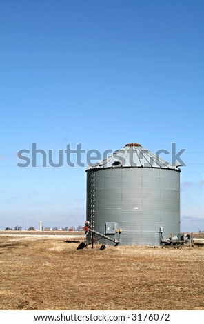 Grain bin on a Midwestern farm