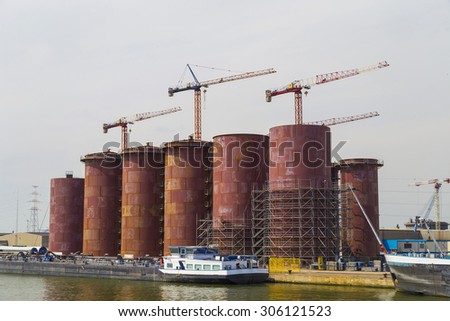 Storage silos in the Port of Antwerp, Belgium