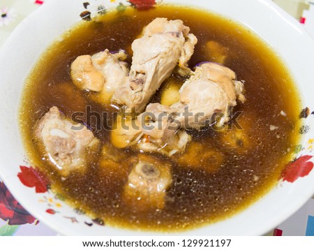 chicken soup chinese style in a bowl