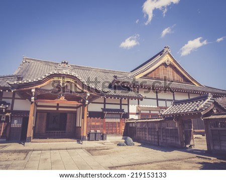 Traditional Japanese architecture with retro vintage style filter effect