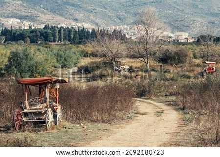 Similar – Foto Bild alter verlassener Wagon mit dem Wort Mafia aufgesprüht