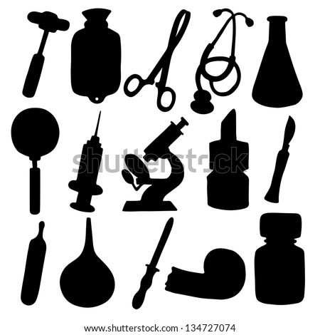 Medical Icons Set Black Silhouette Isolated On White Background ...