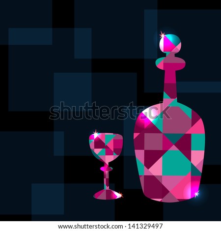 Abstract background with decanter, wine glass and space for text - raster version