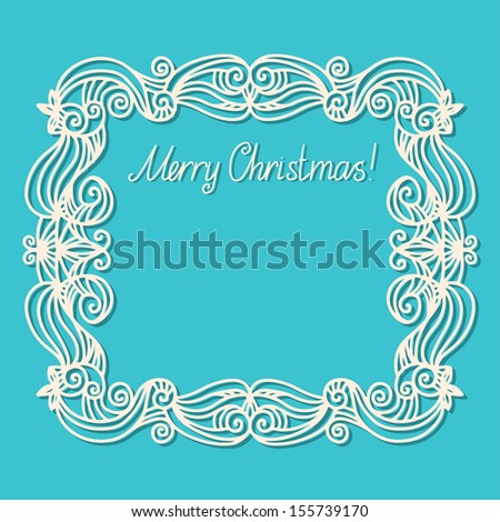 Holiday New Year and Christmas background with frame text Merry Christmas - raster version