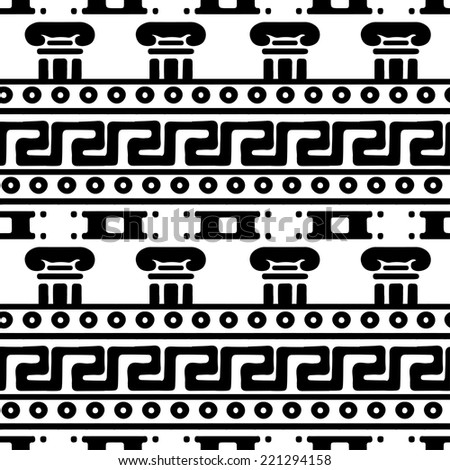 Tribal art Greece vintage ethnic seamless pattern. Greek borders. Folk abstract repeating background texture. Cloth design. Wallpaper