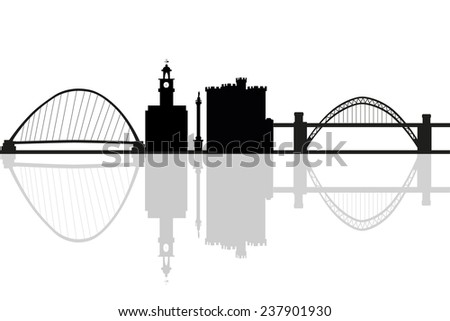 Newcastle in England city skyline silhouette vector illustration