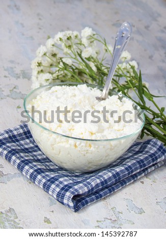 cottage cheese and flowers on a napkin