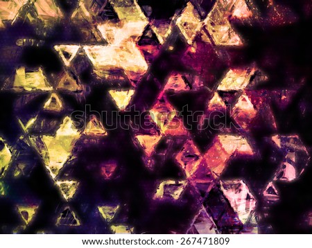 shapes, triangles, texture abstract drawing of geometry shapes and decor,symbols design and modern art impressionism style, space cosmic galaxy inspiration, digital art, watercolor and oil painting