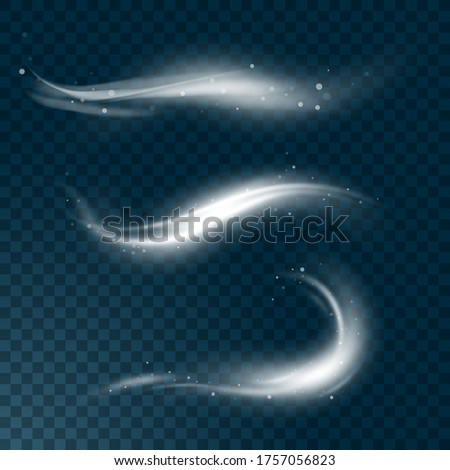 Vector realistic set of high detailed wind or dust cloud isolated on transparent background. Effect of white smoke, fog, spray.