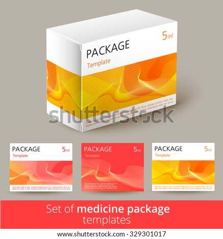 Set of medisine package design with 3d-template. Vector illustration.
