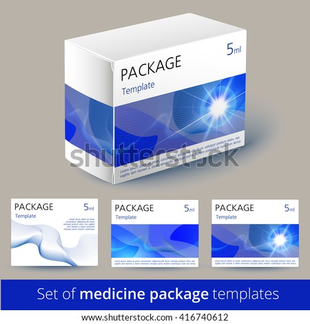 Set of medicine package design with 3d-template. Package of drugs. 100 vector - easy to use. Vector illustration.